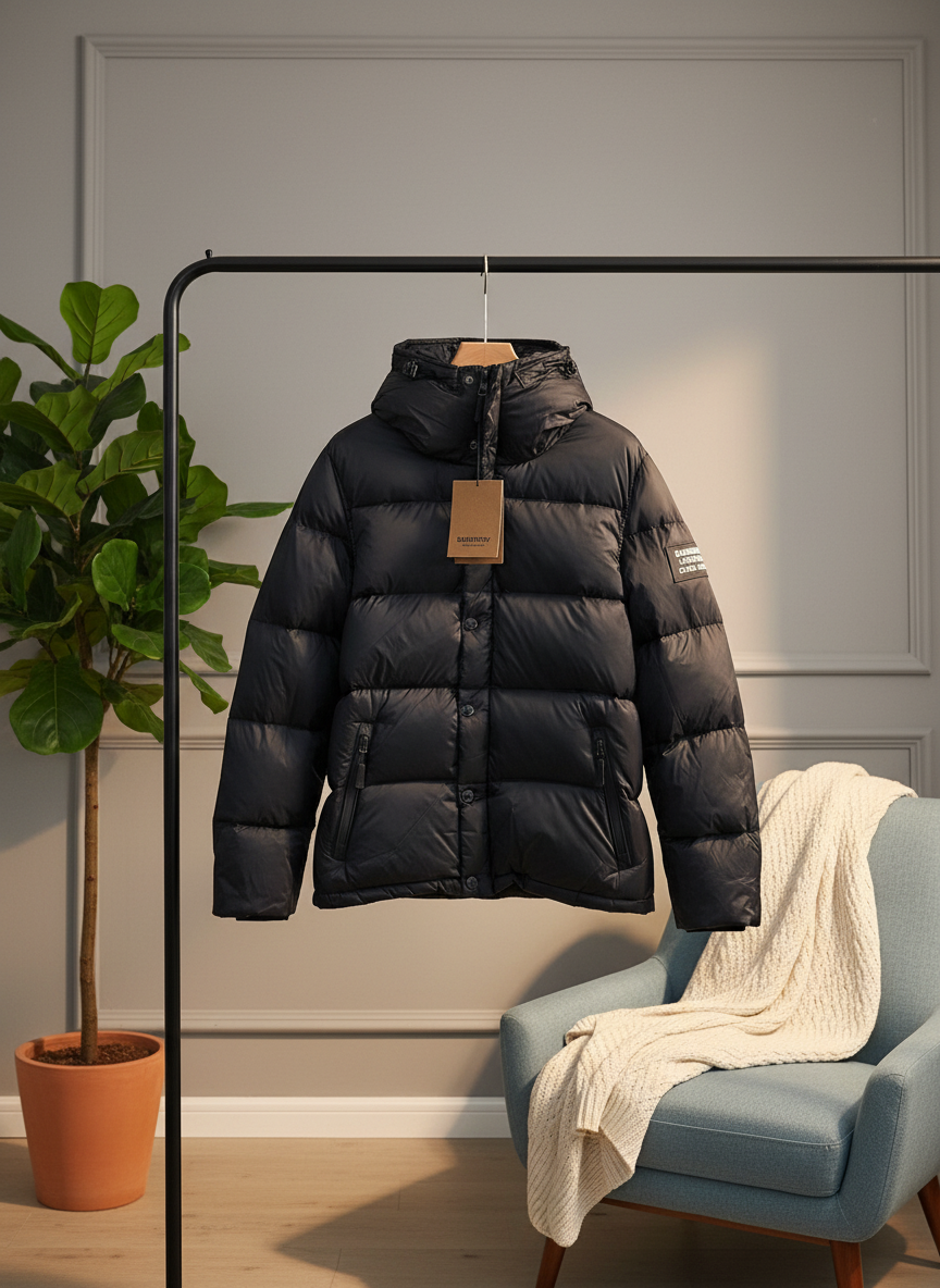 Burberry Black Hooded Down Jacket Winter Coat