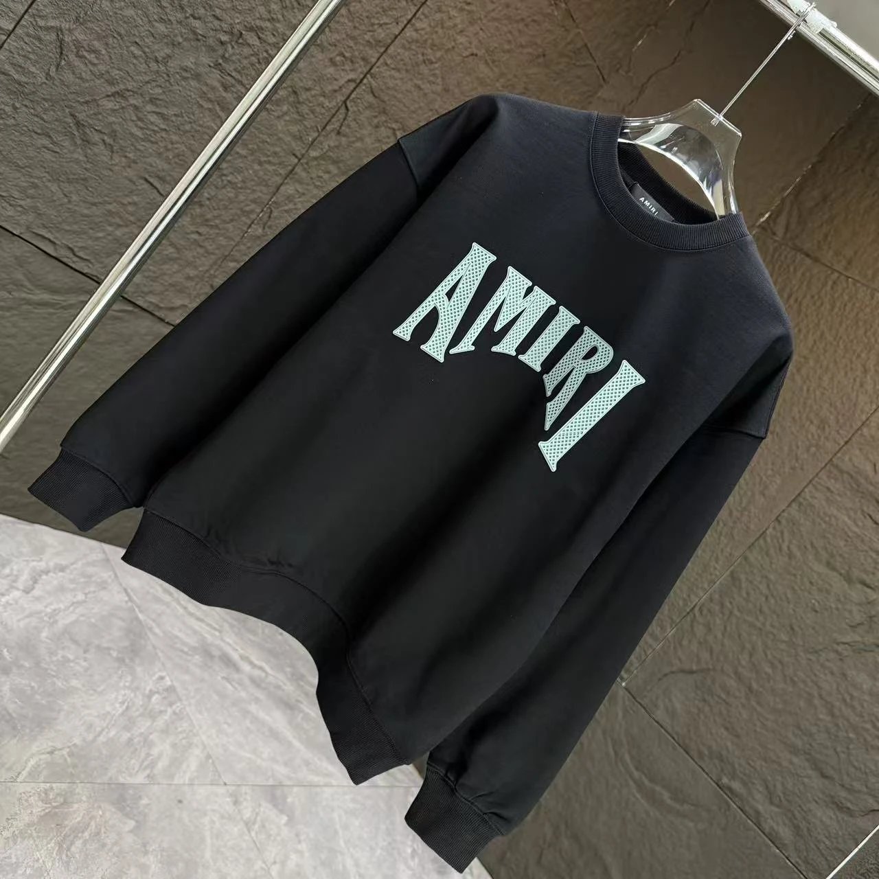 AMIRI Black Cotton Unisex Logo Crewneck Sweatshirt