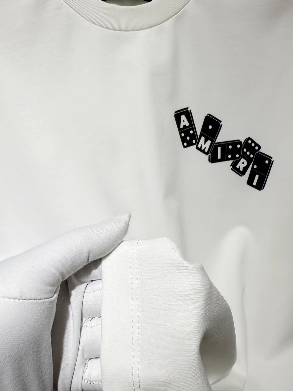 AMIRI White Domino Graphic Unisex Cotton T-Shirt
