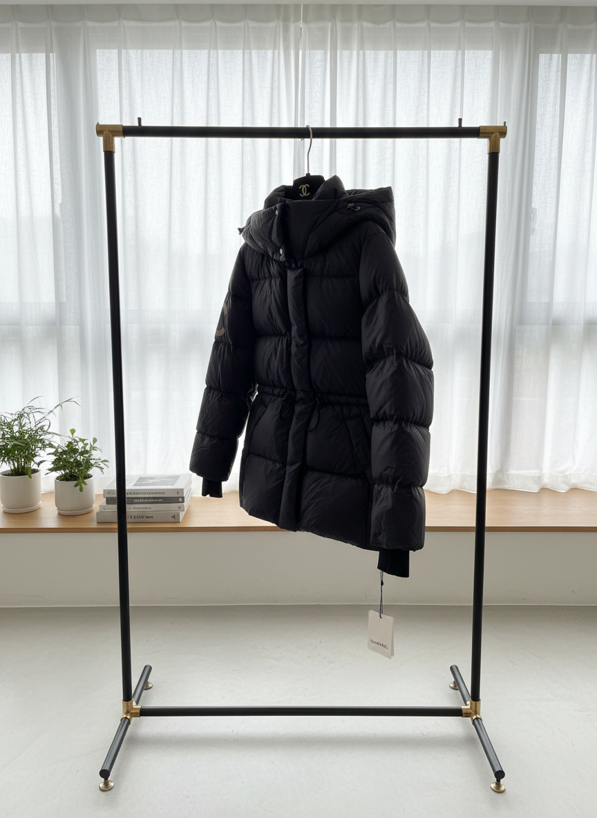 CHANEL Women Black Hooded Down Jacket Winter Coat