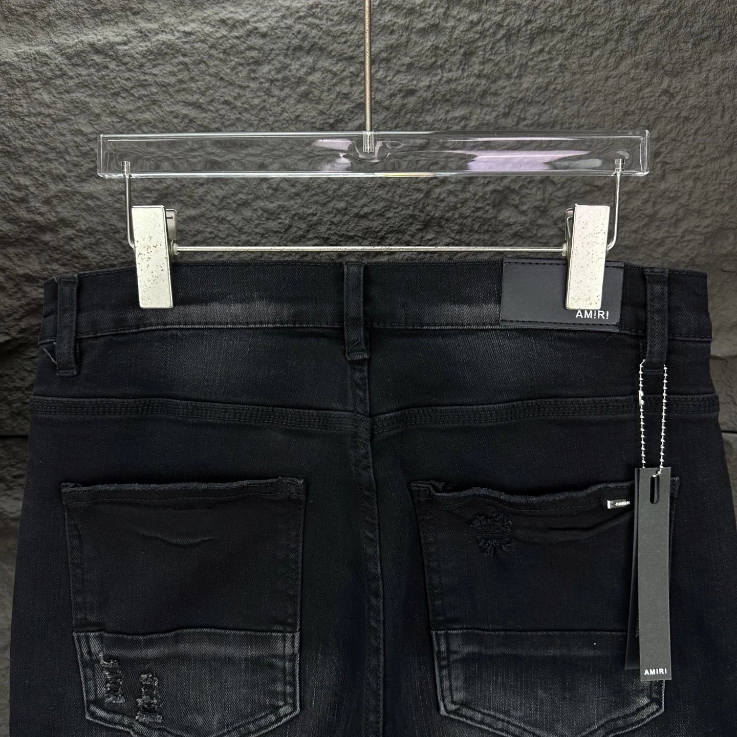 AMIRI Black Distressed Denim Jeans Unisex Streetwear