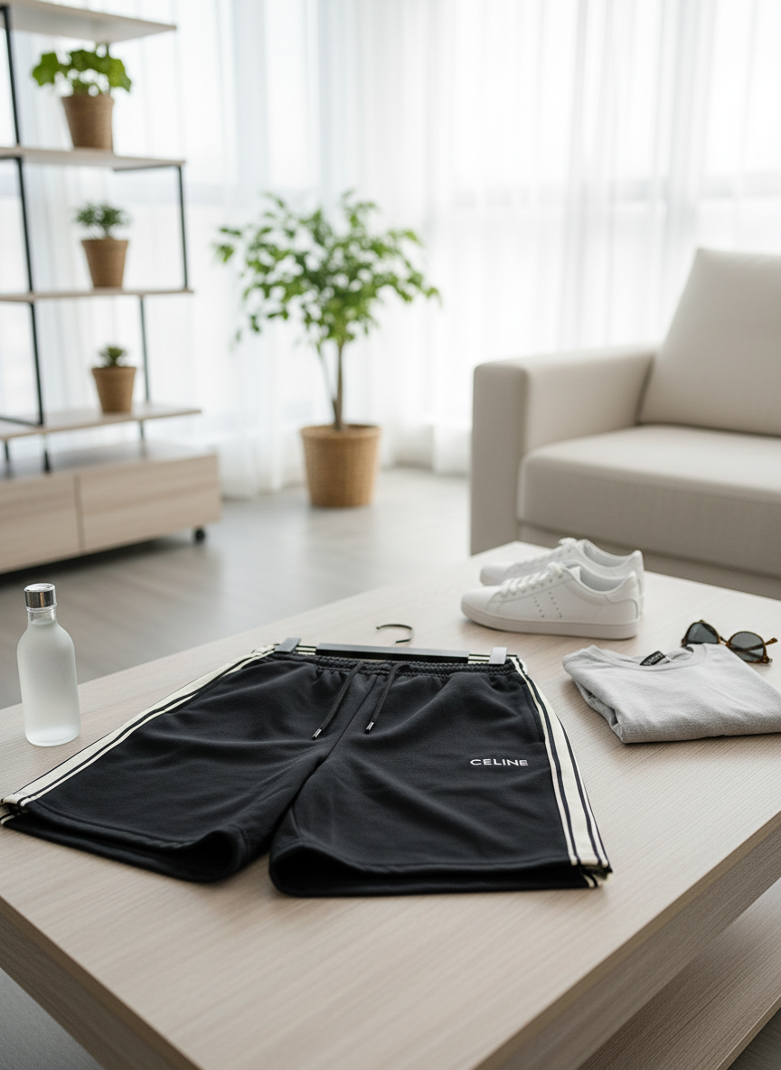 CELINE Black Men’s Athletic Shorts Sportswear
