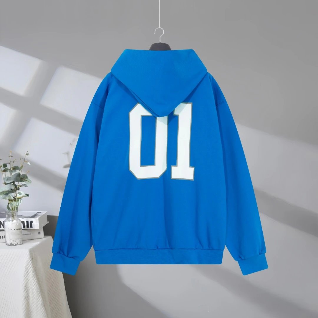 Balenciaga 01 Blue Hoodie Unisex Oversized Streetwear Pullover