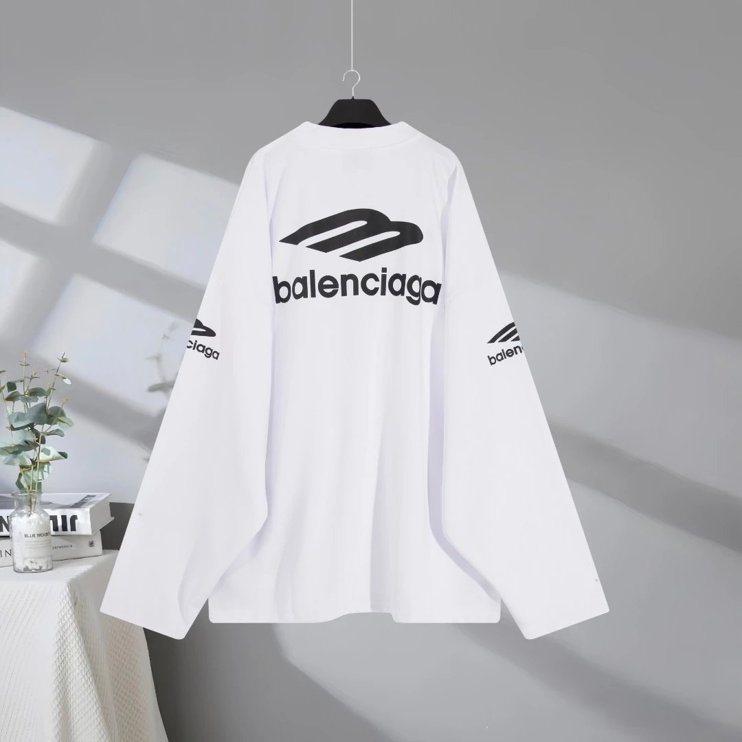 Balenciaga Oversized White Logo Hoodie Unisex