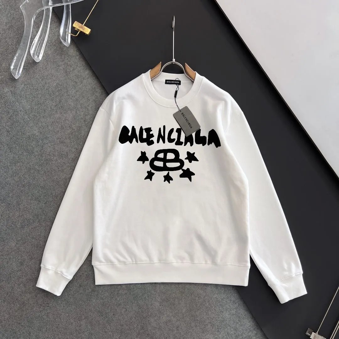Balenciaga White Star Logo Cotton Hoodie