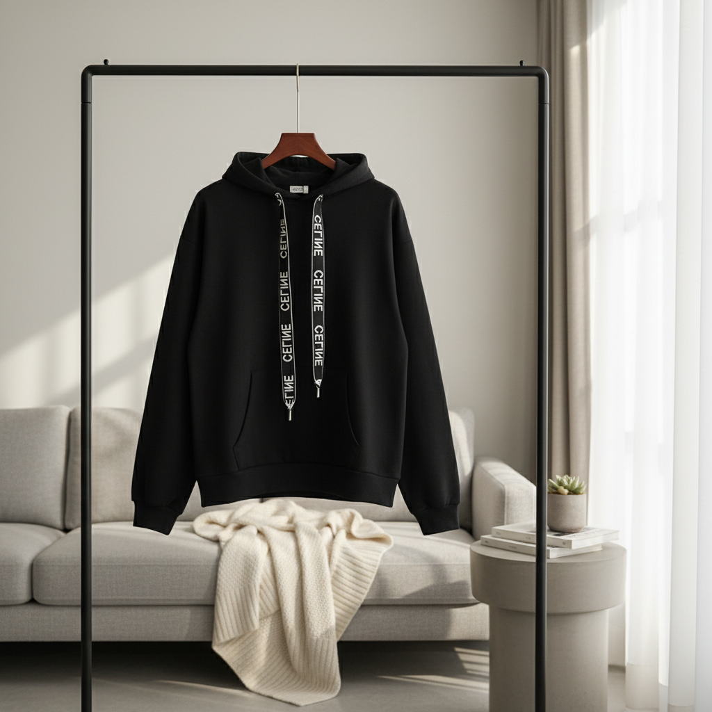 CELINE Black Hoodie Men Women Streetwear Pullover