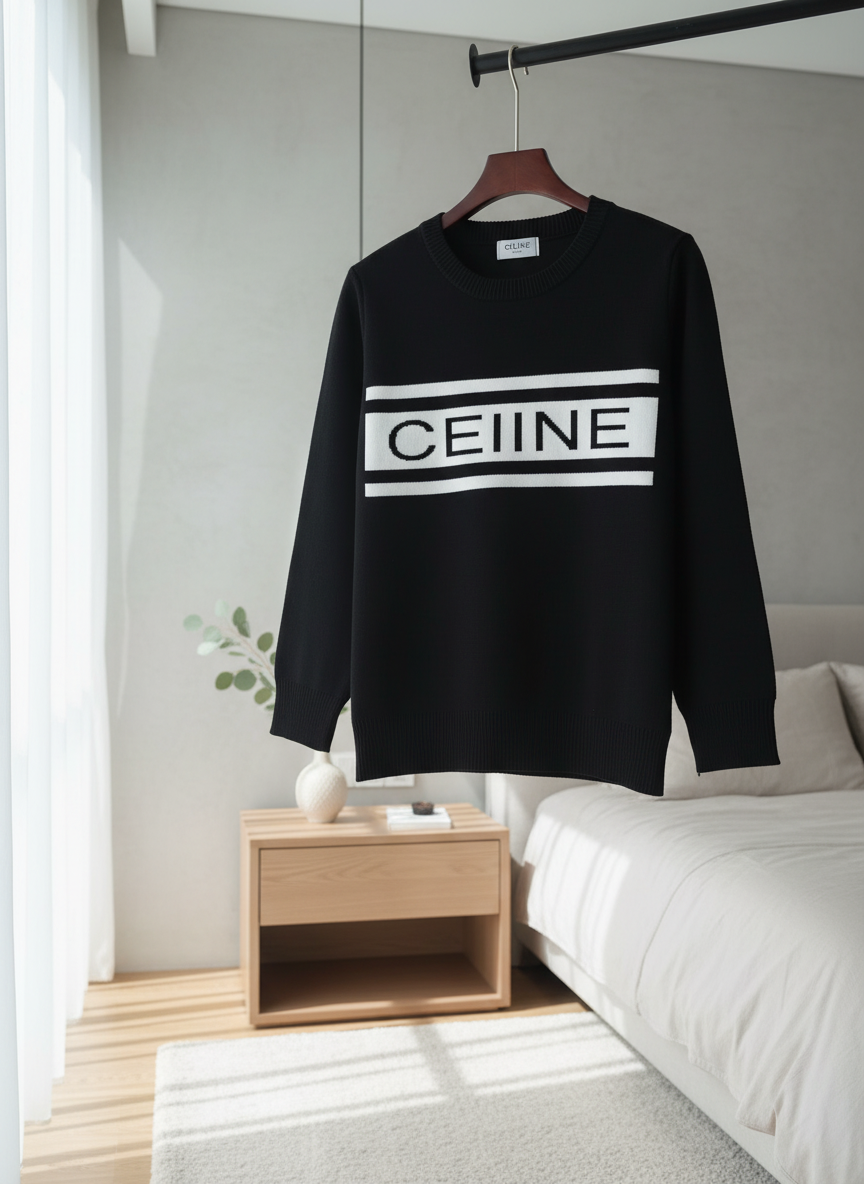 CELINE Classic Black Logo Hoodie Unisex