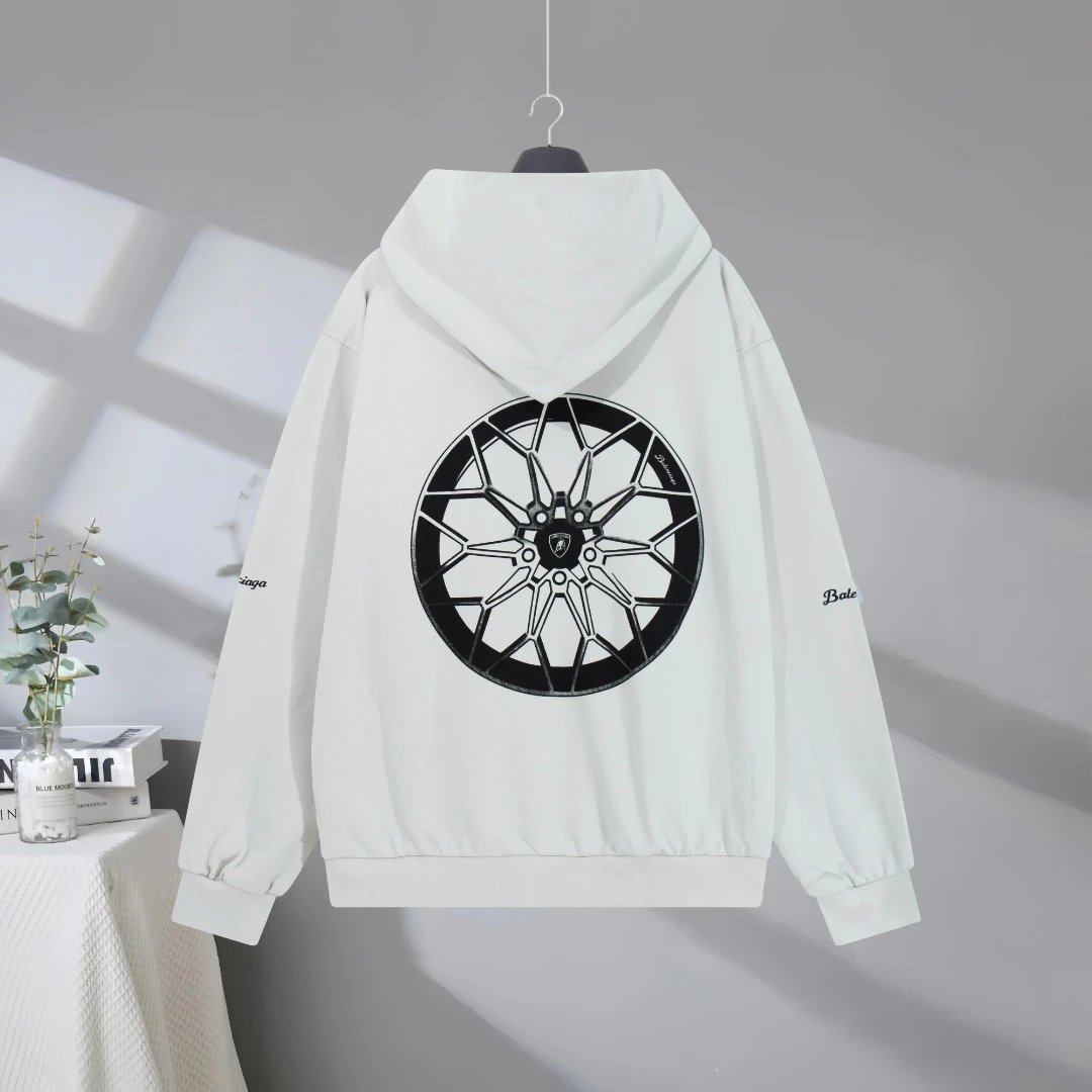 Balenciaga Lamborghini White Graphic Hoodie