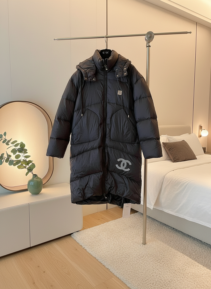 CHANEL Women Winter Down Jacket Hooded Coat