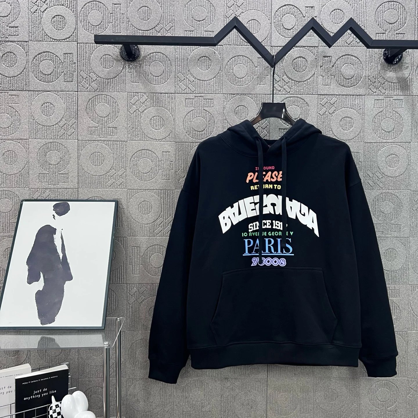 Balenciaga Paris Logo Black Hoodie