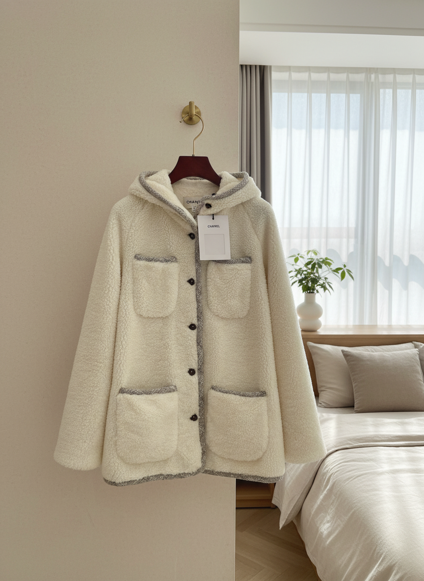 CHANEL Women Hooded Sherpa Winter Jacket