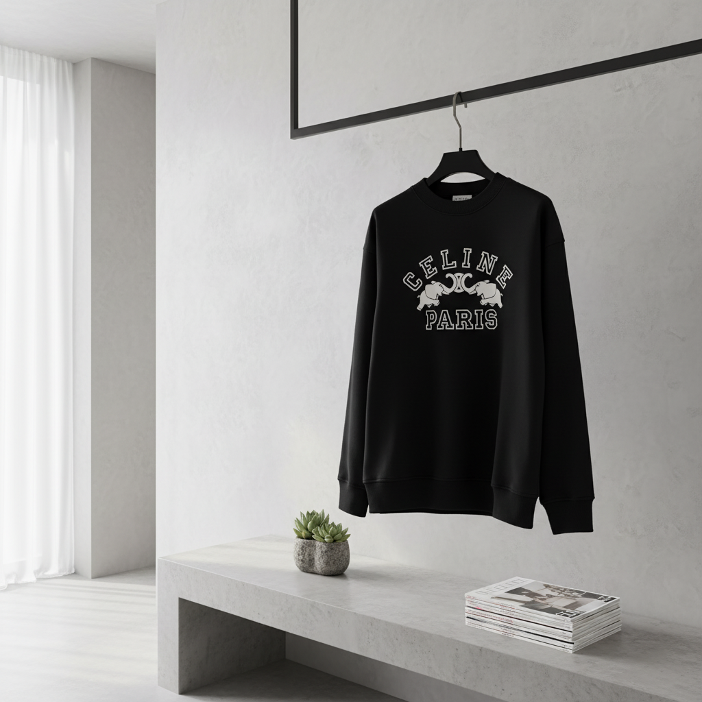 CELINE Paris Black Hoodie Unisex Streetwear Sweatshirt
