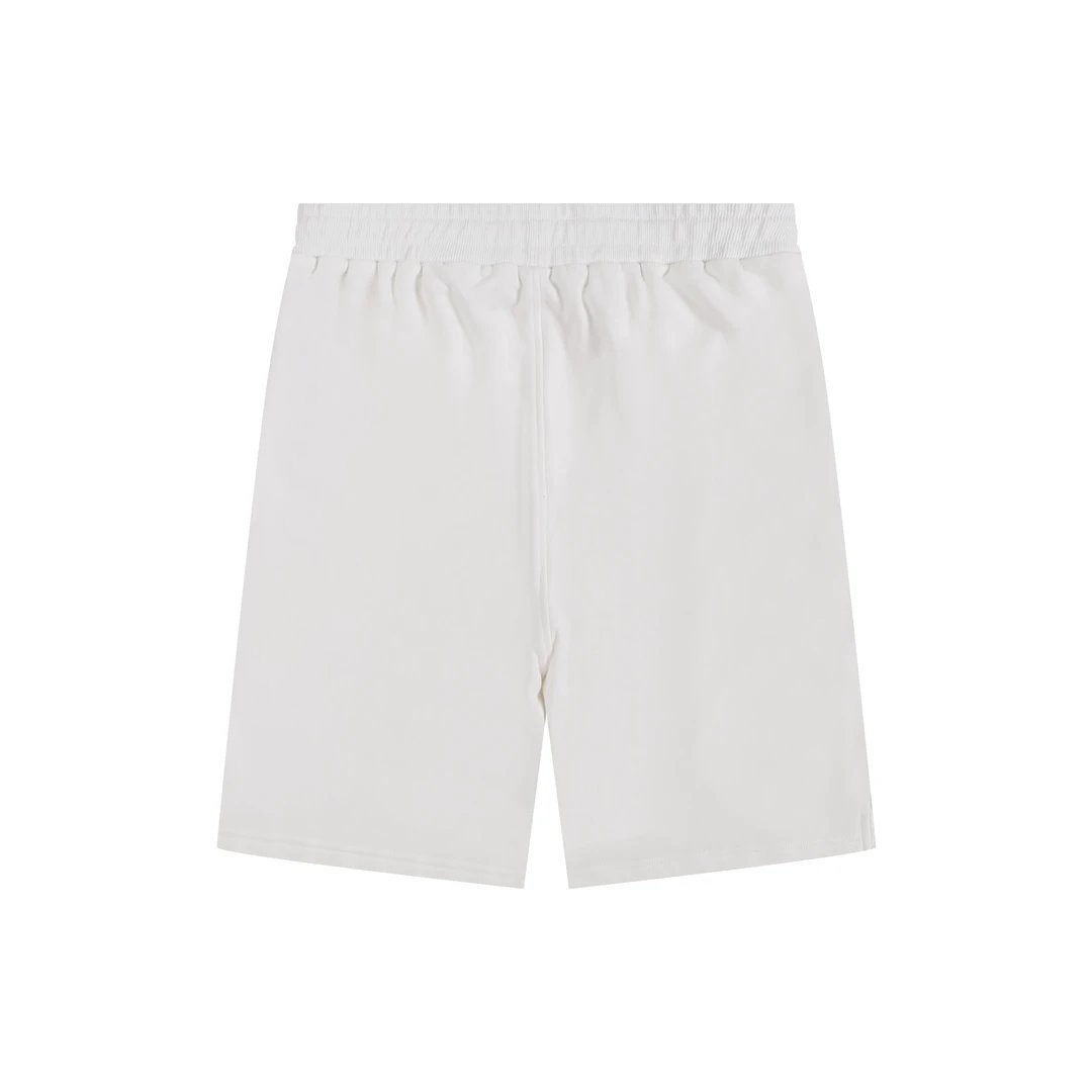 PantsAMI White Cotton Shorts with Heart Logo, Elastic Waist and Drawstring, Stylish Casual Summer Wear for Men and Women