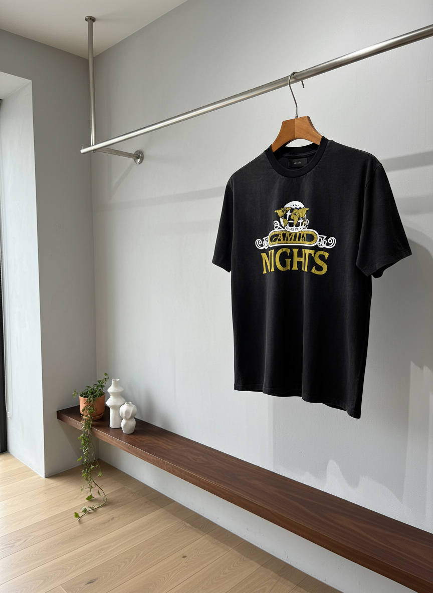 AMIRI Nights Black Globe Print Cotton T-Shirt