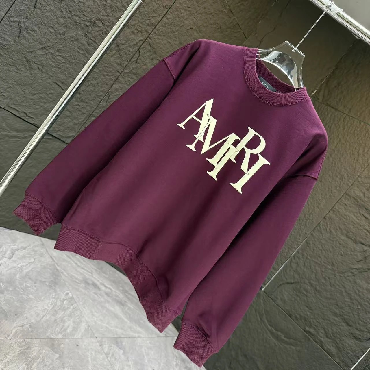 AMIRI Burgundy 3D Letter Print Cotton Sweatshirt Unisex