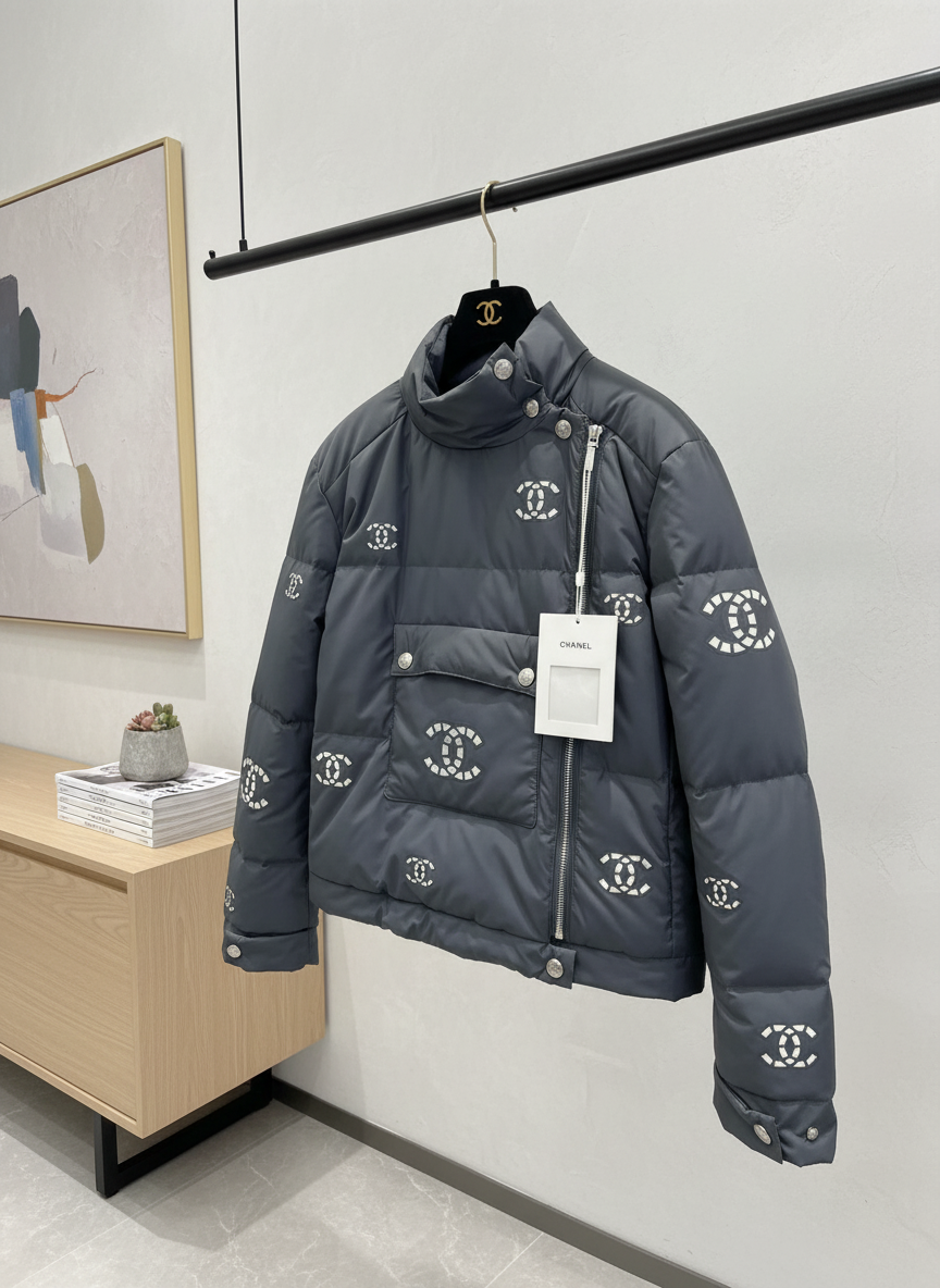 CHANEL Women Down Jacket CC Logo Winter Coat