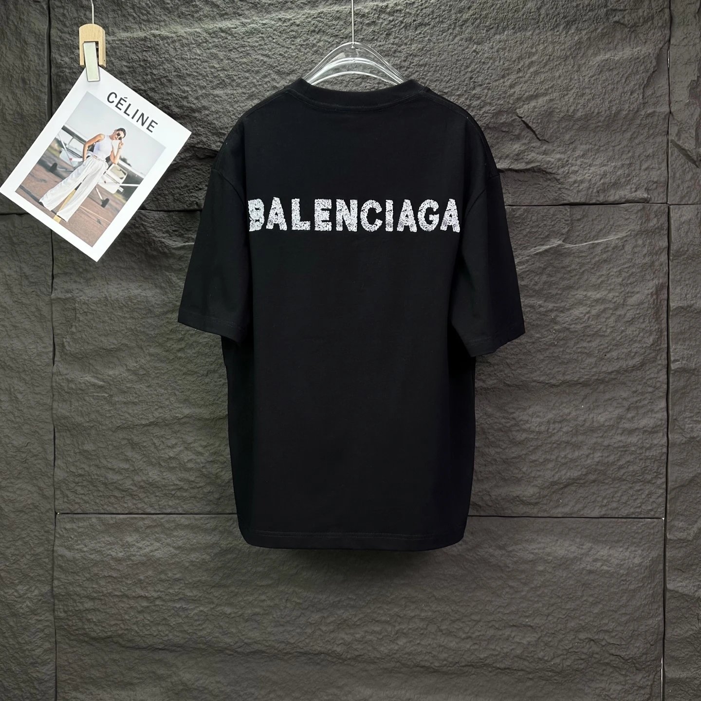 Balenciaga T-Shirt, classic black cotton tee featuring signature BB logo print, minimalist streetwear style, perfect for casual fashion and everyday comfort.