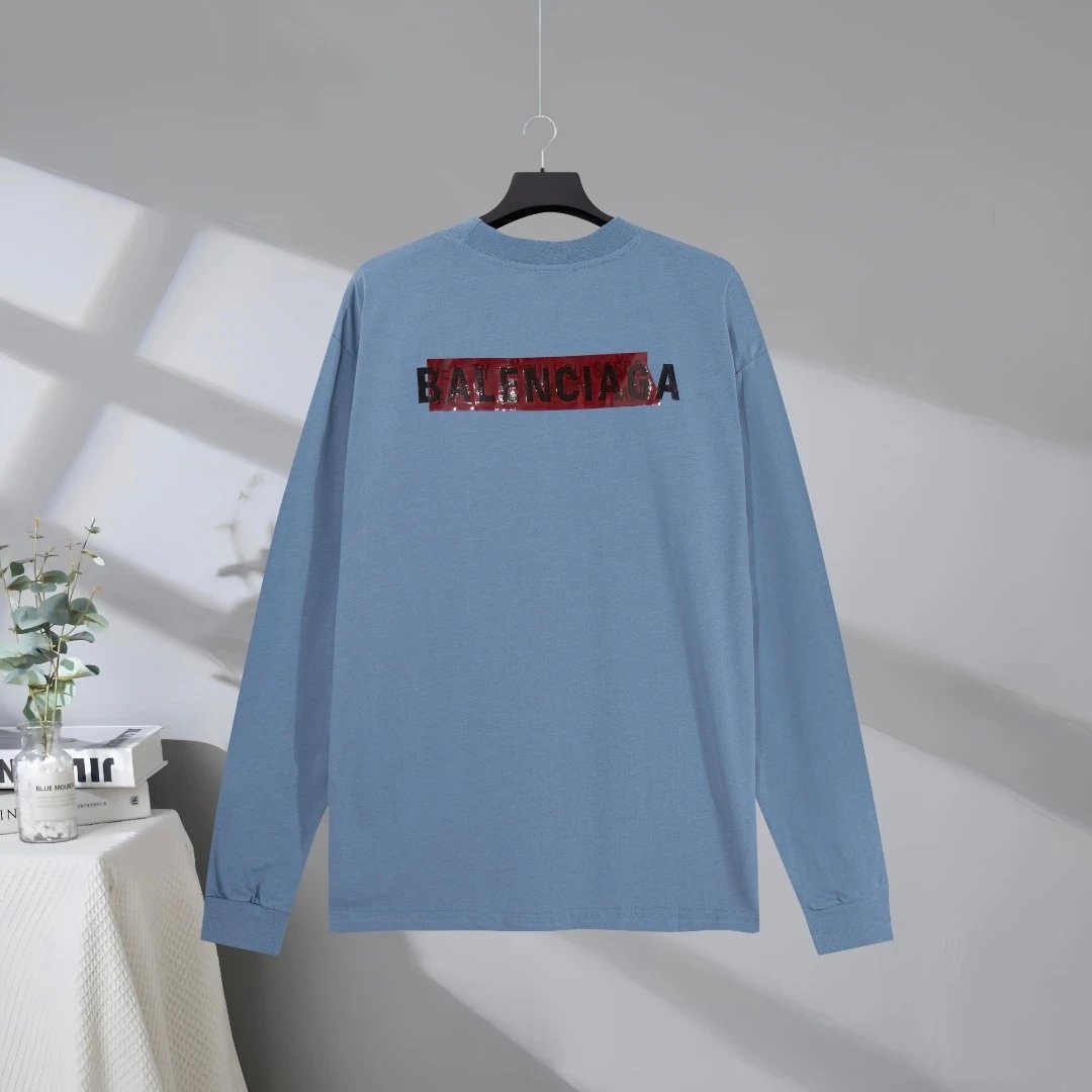 Balenciaga Blue Cotton Long Sleeve Hoodie