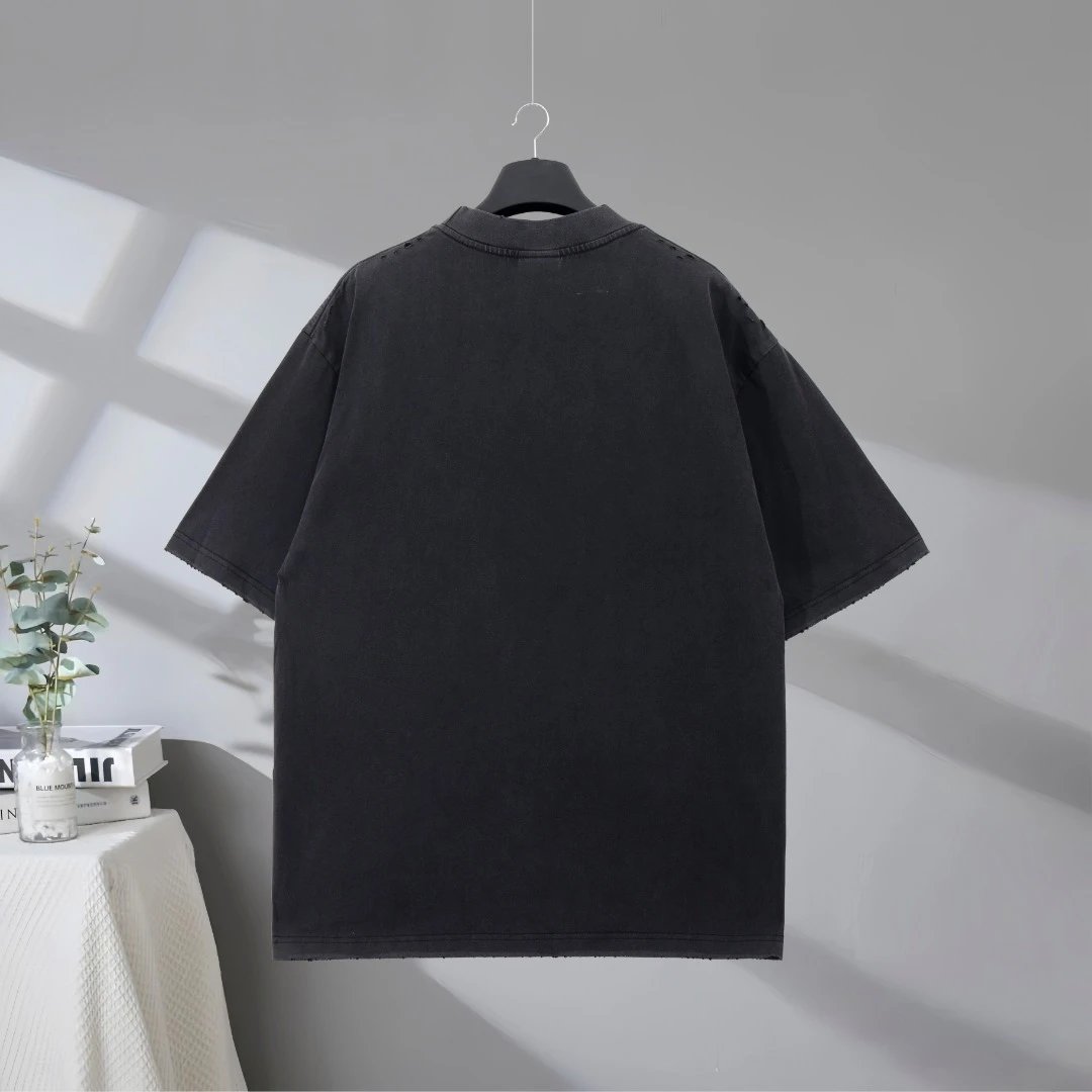 Balenciaga Planet Earth Unisex Black T-Shirt, Vintage Style Streetwear, Soft Cotton Oversized Fit, Trendy Designer Tee for Casual Fashion