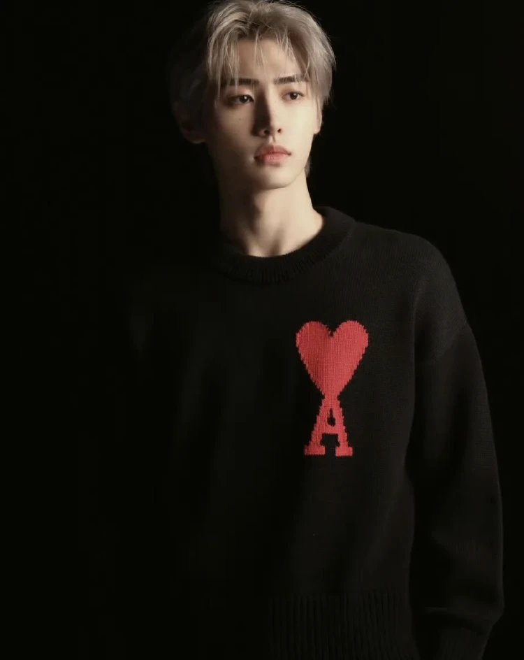 AMI Black Heart A Logo Knit Sweater Unisex