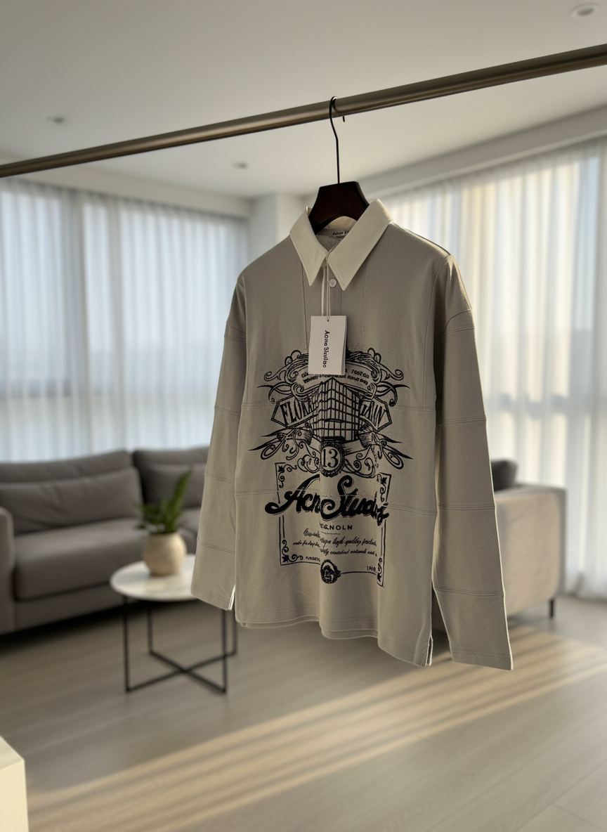 Acne Studios Vintage Print Contrast Collar Hoodie
