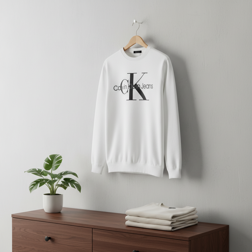 Calvin Klein Men's White CK Logo Hoodie