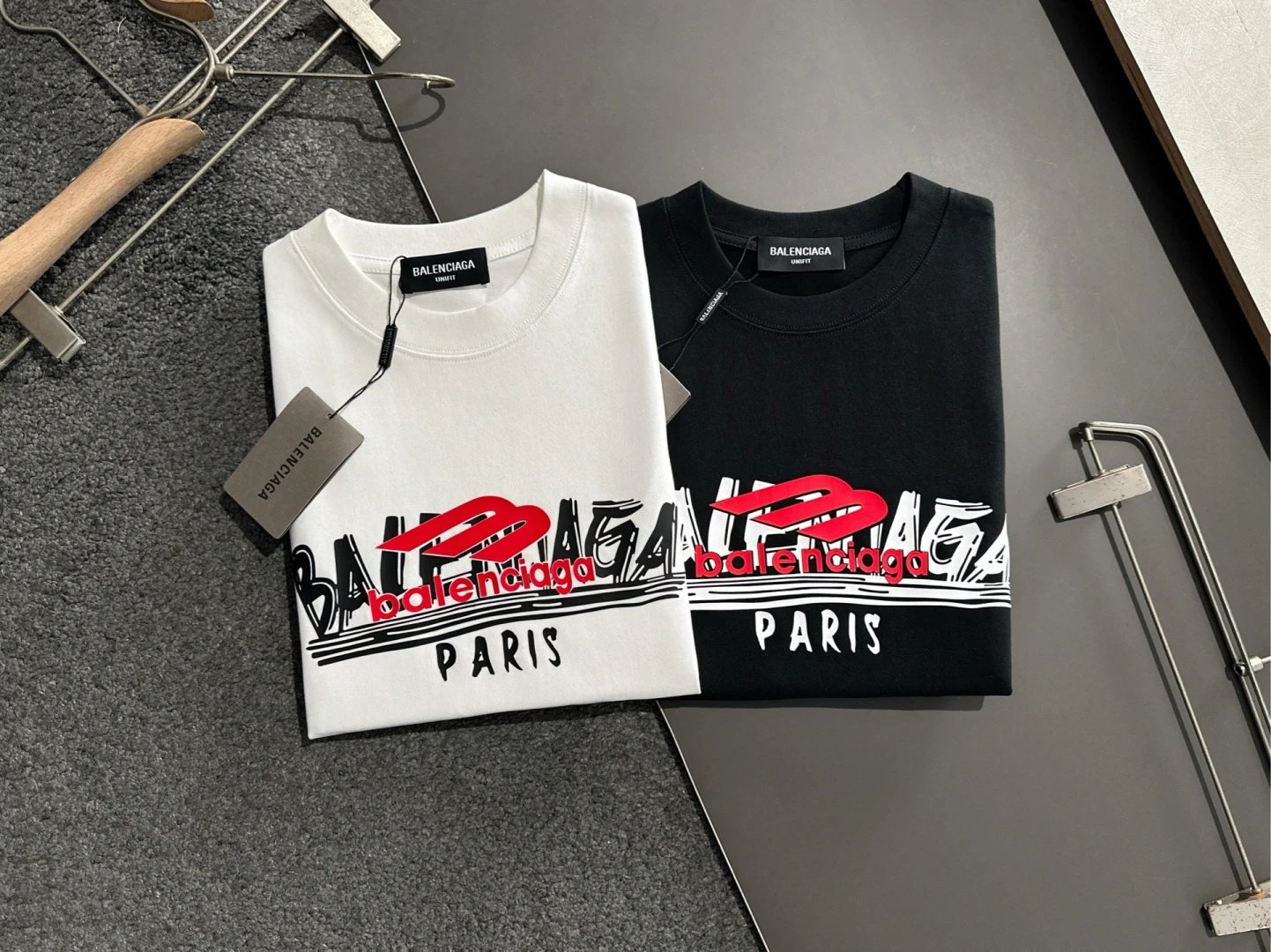 Balenciaga T-Shirt Paris Logo Unisex White Tee, premium cotton, stylish streetwear design, perfect for casual fashion and luxury brand lovers worldwide.