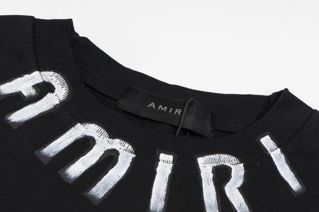 AMIRI Black Cotton T-Shirt Graffiti Logo Unisex Top