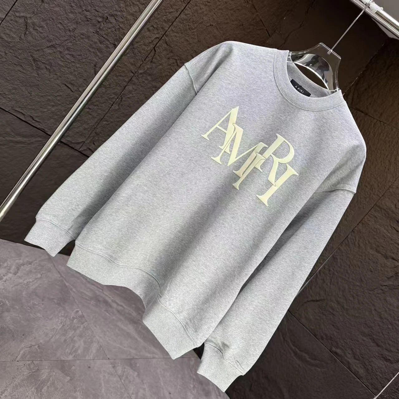 AMIRI Gray 3D Logo Unisex Cotton Crewneck Sweatshirt