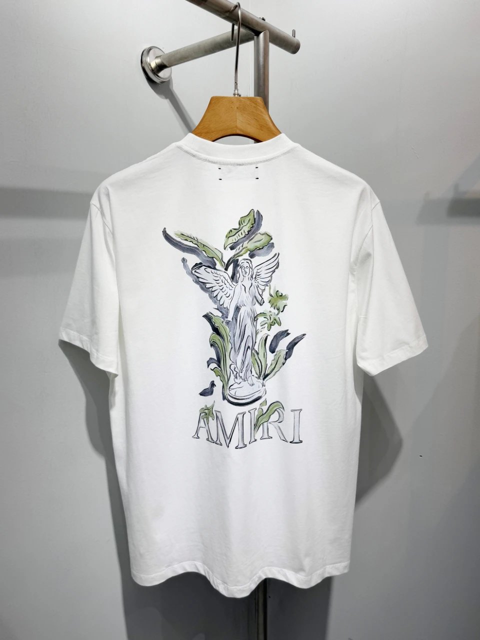 AMIRI White Wing Logo Cotton Unisex Streetwear T-Shirt