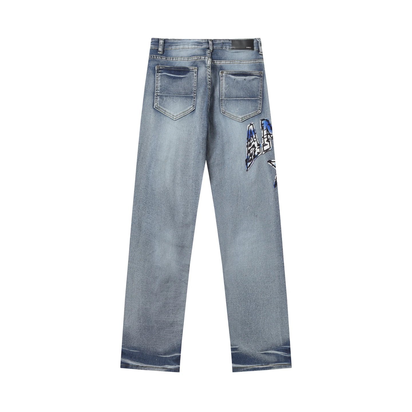 AMIRI Light Blue Distressed Straight Denim Jeans