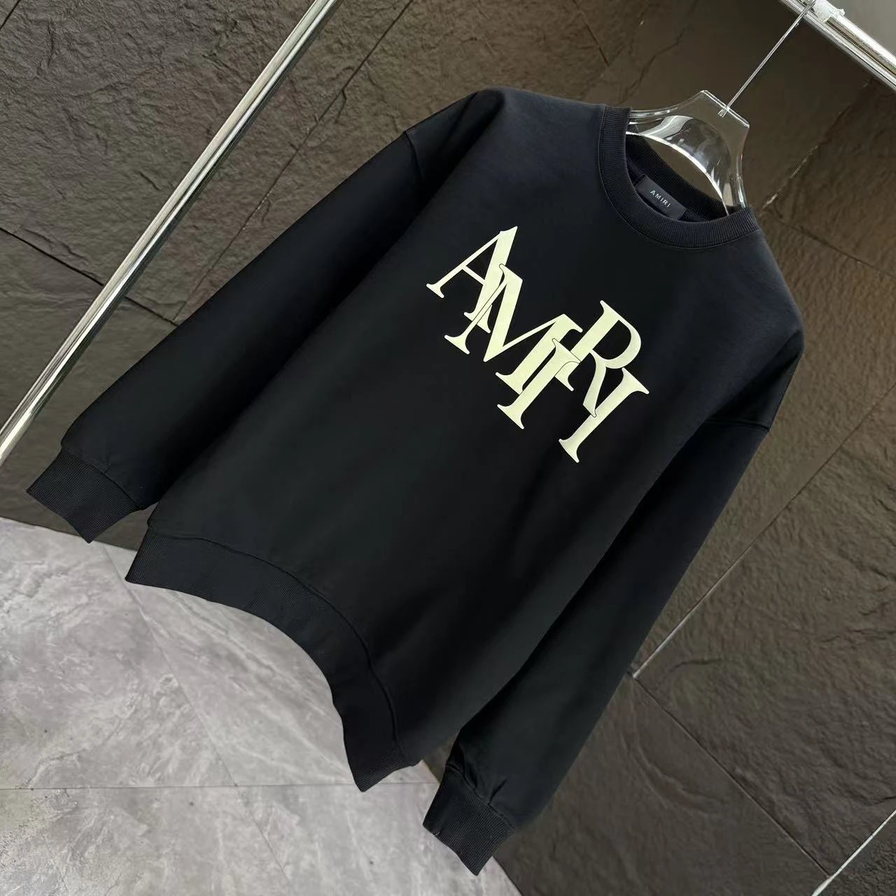 AMIRI Black Cotton Logo Crewneck Sweatshirt