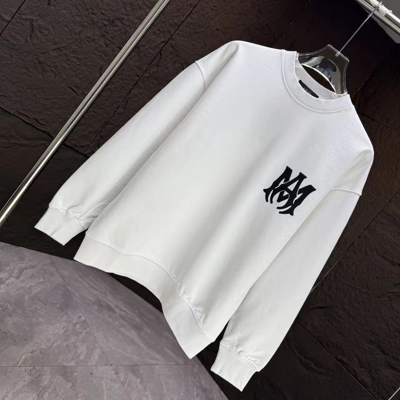 AMIRI White Cotton Crewneck Sweatshirt Unisex Streetwear Top