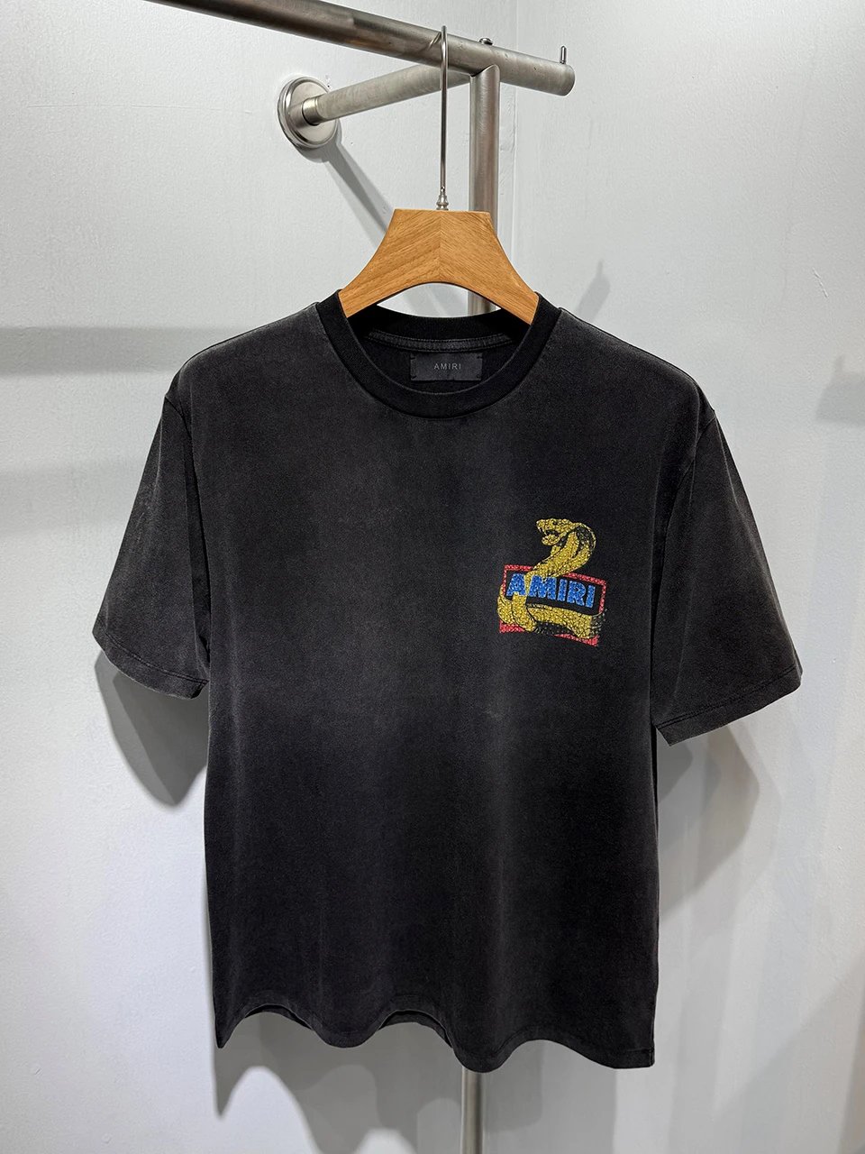 AMIRI Black Snake Totem Rhinestone Cotton T-Shirt