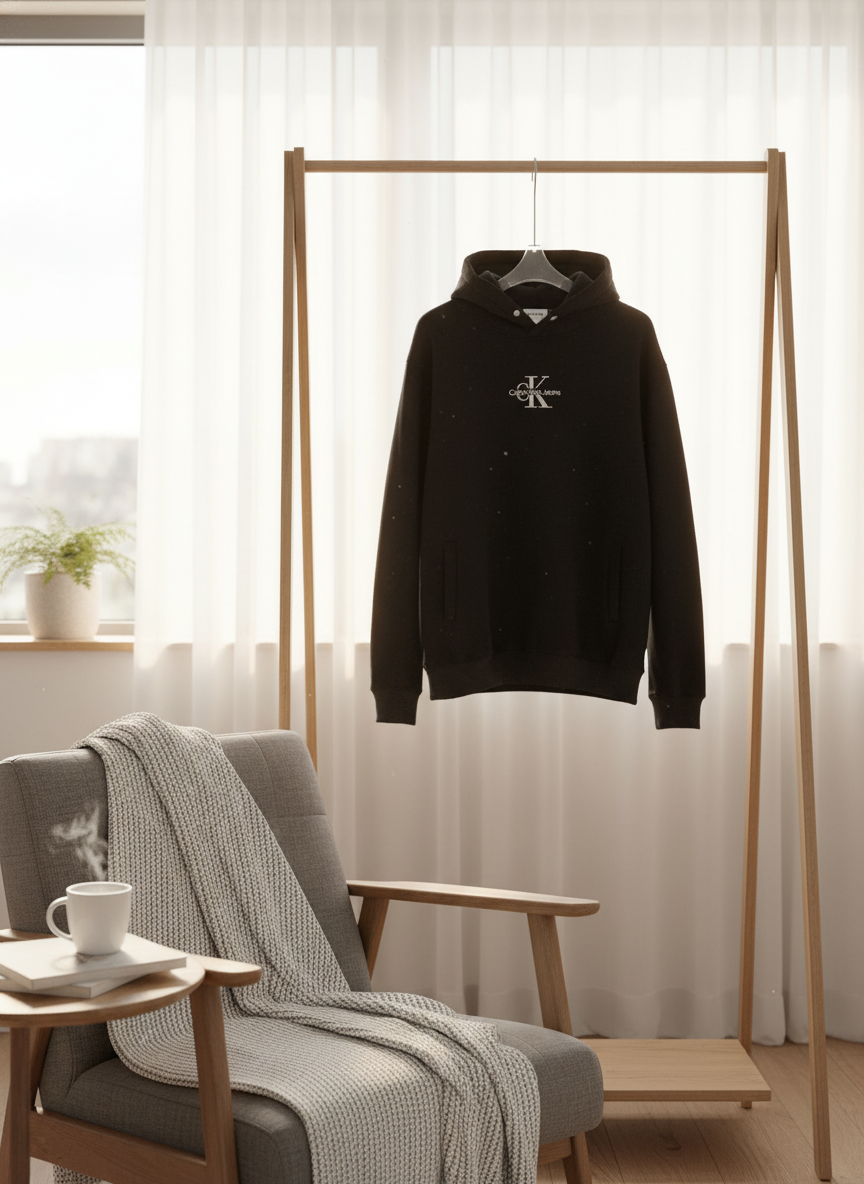 Calvin Klein Men Black Hoodie Classic CK Sweatshirt