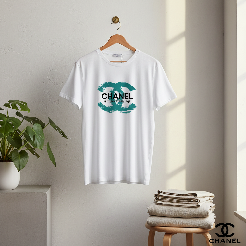 CHANEL Love Language White Cotton Logo T-Shirt