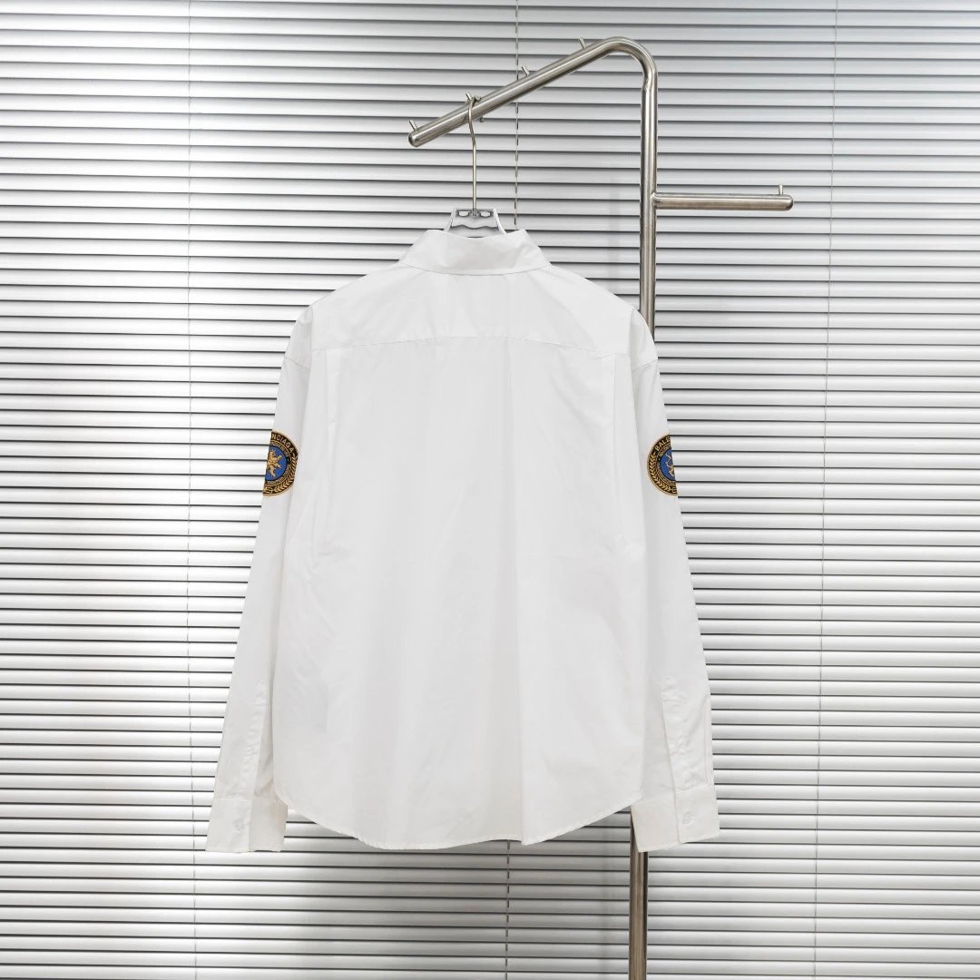 Balenciaga White Logo Patch Men Shirt