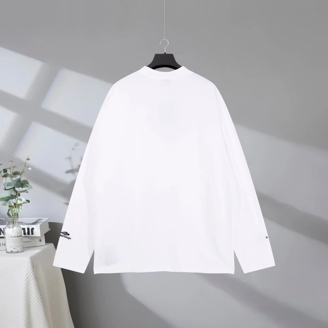 Balenciaga White Oversized Cotton Long Sleeve Hoodie