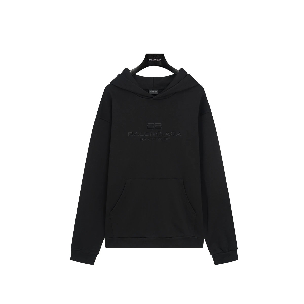 Balenciaga Black Cotton Unisex Logo Hoodie