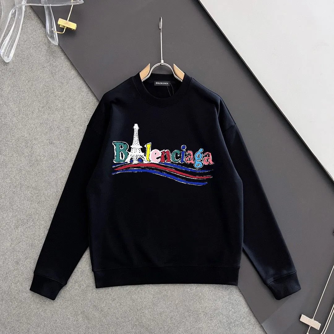 Balenciaga Eiffel Tower Black Cotton Hoodie