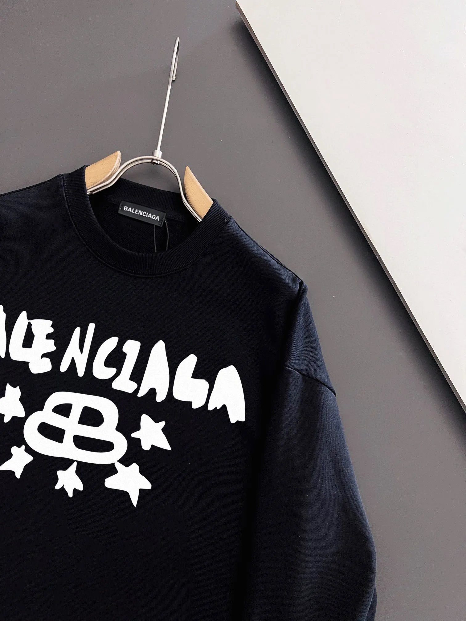 Balenciaga Black Graffiti Logo Star Cotton Hoodie