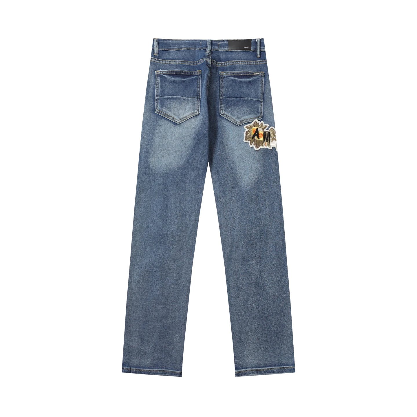 AMIRI Blue Distressed Patch Unisex Denim Jeans