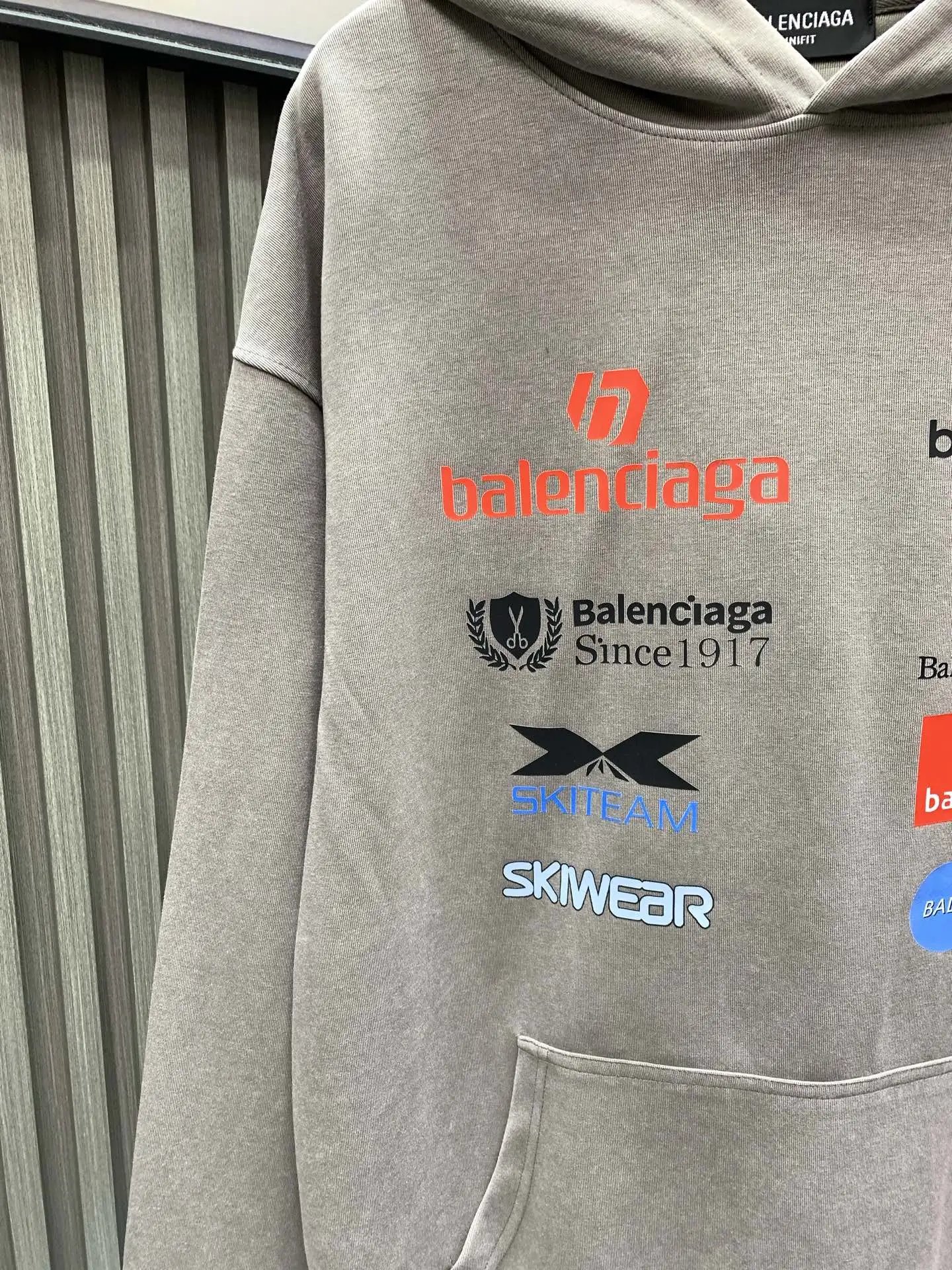 Balenciaga Multi Logo Vintage Washed Cotton Hoodie