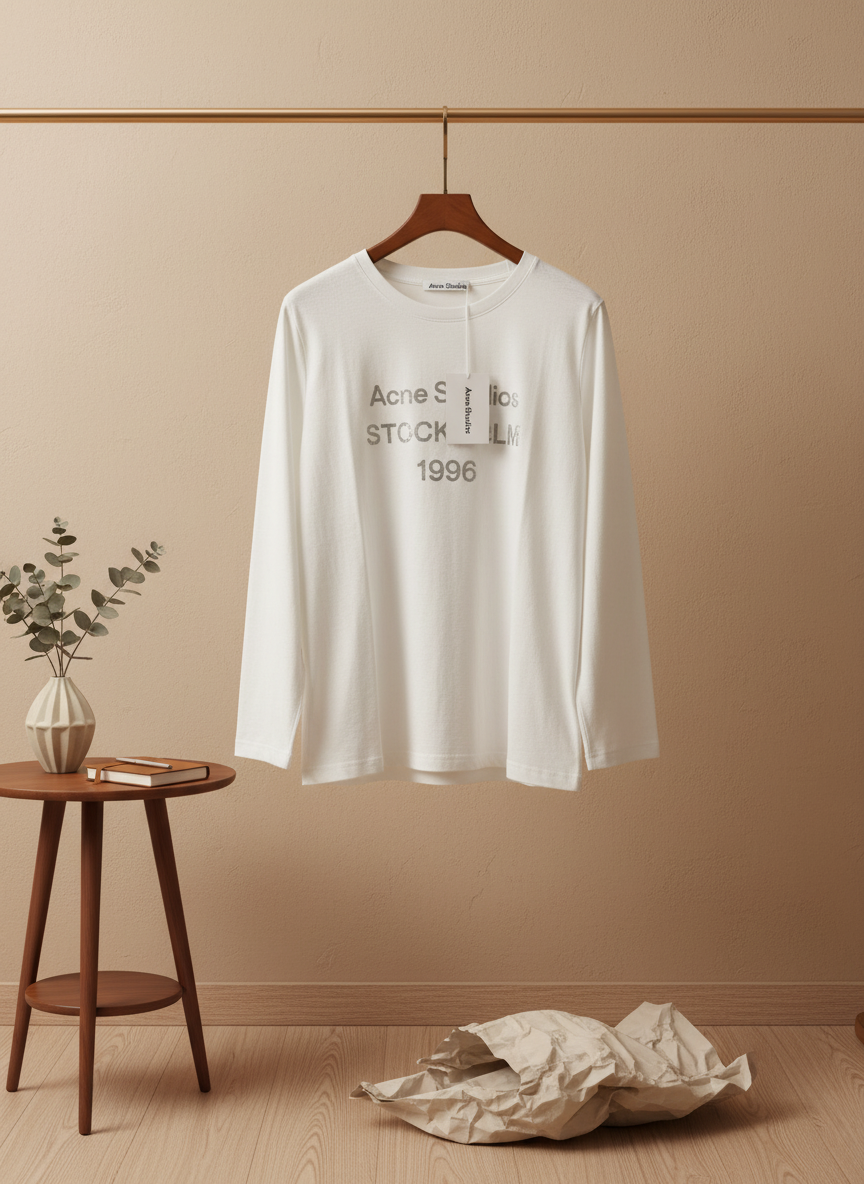Acne Studios Stockholm Logo Cotton Hoodie White