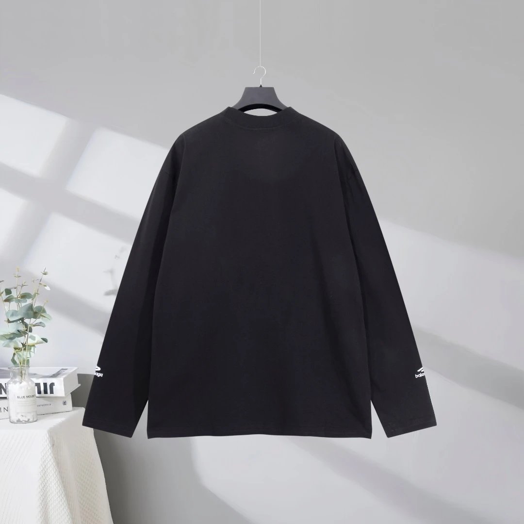 Balenciaga Black Cotton Oversized Logo Hoodie