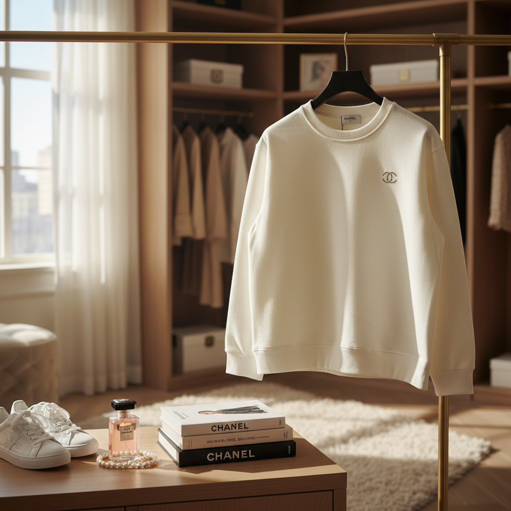 CHANEL White Cotton Logo Hoodie Sweatshirt