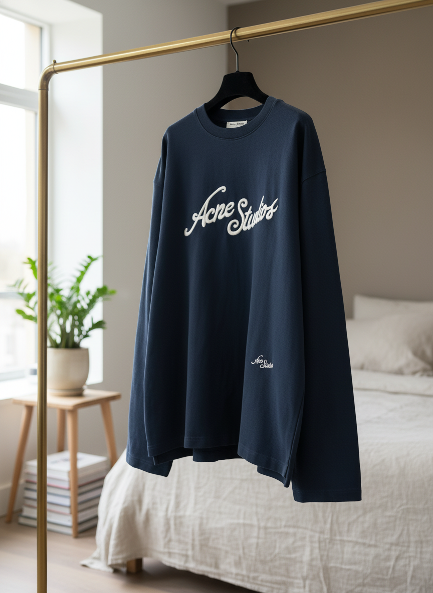 Acne Studios Dark Navy Oversized Cotton Hoodie