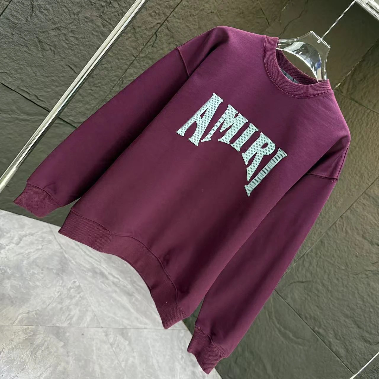 AMIRI Burgundy Unisex Cotton Crewneck Sweatshirt Streetwear