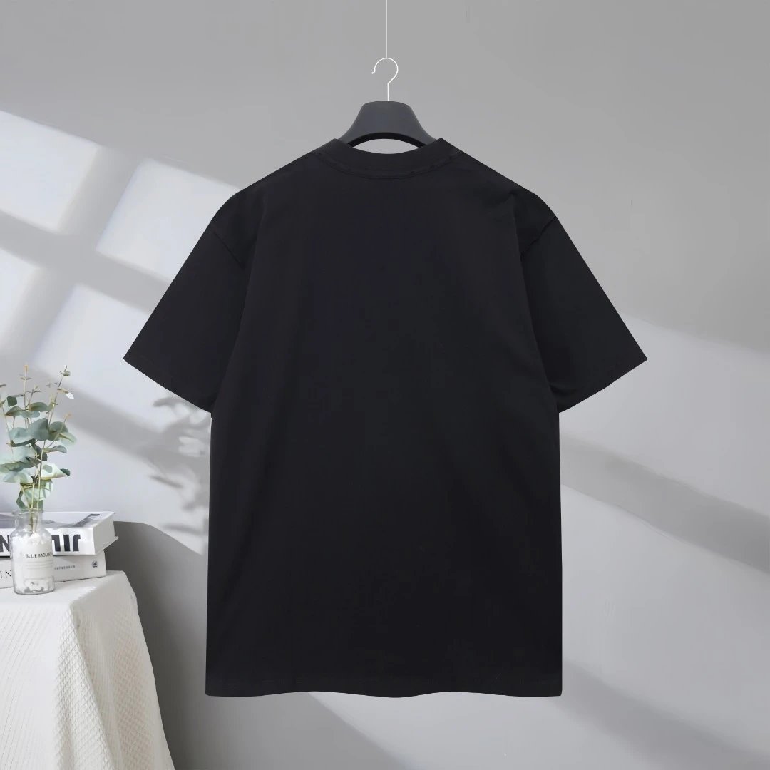 Balenciaga Rainbow Flag Graphic T-Shirt, premium black cotton tee featuring vibrant multicolor wave print, modern oversized fit, perfect for casual street style fashion lovers.