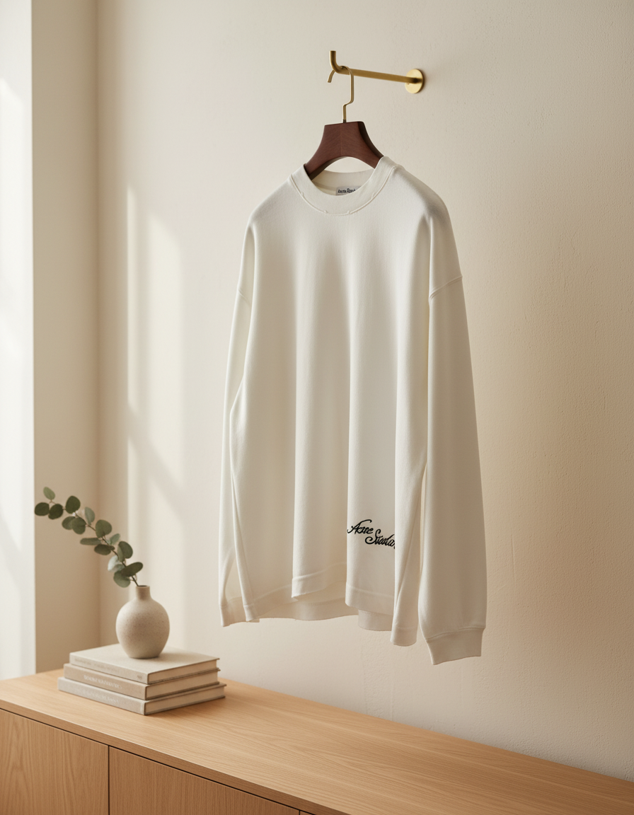 Acne Studios White Cotton Logo Hoodie Sweater
